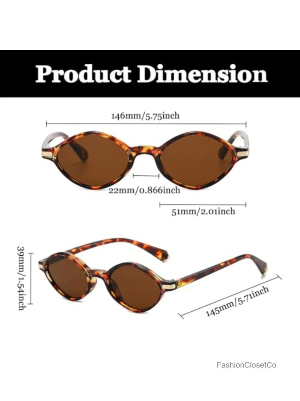 Retro Oval Sunglasses UV400 Protection Small Round Shades Beach Travel with Case